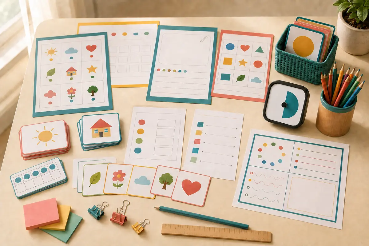 Kit com atividades de alfabetização e materiais escolares prontos para usar